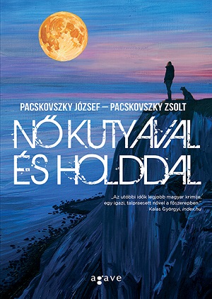 Magányos nő kutyával és holddal  